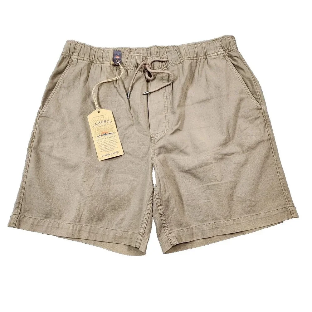 Faherty Men's Essential Drawstring Shorts Large Mountain cliff Organic Cotton